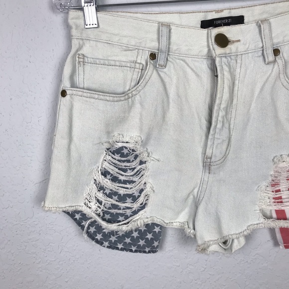 Forever 21 High Waisted American Flag Shorts - Picture 3 of 6